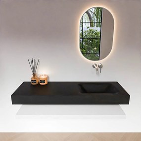 Zaro Alan badmeubel 140cm met planchet talc en vrijhangende wastafel cloud rechts zonder kraangat urban