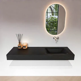 Zaro Alan badmeubel 140cm met planchet talc en vrijhangende wastafel cloud rechts zonder kraangat urban