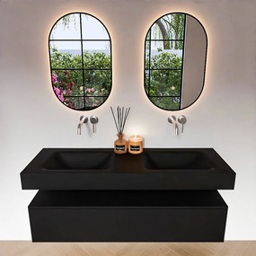 Zaro Alan badmeubel 140cm urban 1 lade met vrijhangende wastafel cloud dubbel zonder kraangat urban