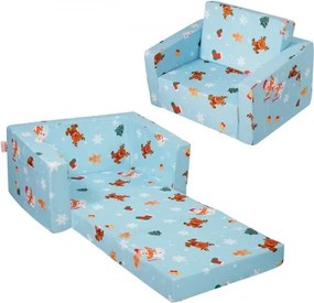 VEVOR Kinderbank 2-in-1 Omvormbare Kinderbank naar Relaxfauteuil, Uitklapbare Kinderbank Fauteuil, Peuter Armleuning Stoel Bed, Opklapbare Kinderspeelbank, met Kerstpatroon