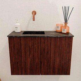 Mondiaz Joya DLux 60cm toiletmeubel ruby met wastafel faye links zonder kraangat lava