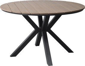 Quincy dining tuintafel antraciet 144xH75 cm rond polywood blad