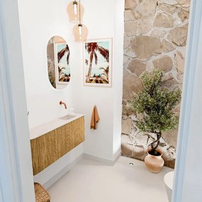 Mondiaz Joya DLux 100cm toiletmeubel ronding links oak met wastafel faye rechts zonder kraangat meli