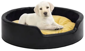 vidaXL Hondenmand 99x89x21 cm pluche en kunstleer zwart en geel