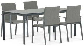 Tuinset 4 personen 180 cm Aluminium/textileen Grijs Lifestyle Garden Furniture Rome/Cesar