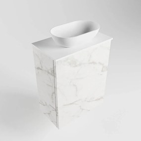 Mondiaz Fowy toiletmeubel 40cm Carrara met witte waskom midden zonder kraangat