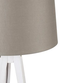 Moderne tripod wit met linnen kap taupe 45 cm - Tripod Classic Klassiek / Antiek E27 rond Binnenverlichting Lamp