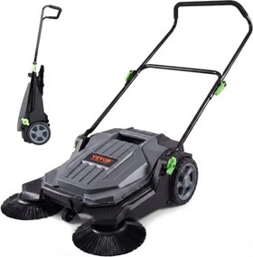 VEVOR 1110 x 650 x 1060 mm Handbediende vloerveegmachine, 65 cm veegbreedte, Handmatig, 18,9 L afvalbak, In hoogte en hoek verstelbare inklapbare steel voor trottoir, tuin, garage, terras, etc.
