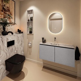 Mondiaz Ture DLux toiletmeubel 100cm plata met wastafel glace midden zonder kraangat