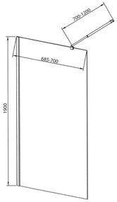 Aqualine Pilot inloopdouche opaalglas 70x190cm chroom