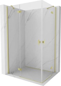 Mexen Mist-H Duo douchecabine draaibaar links 100 x 90 cm, transparant, geborsteld goud - 8A5-100L-090P-55-00