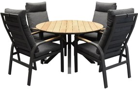 Quincy Kota dining tuinset 120xH75 cm rond 5 delig verstelbaar teak