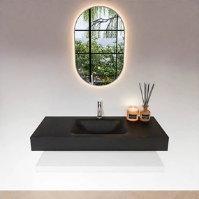 Zaro Alan badmeubel 110cm met planchet talc en vrijhangende wastafel cloud midden 1 kraangat urban