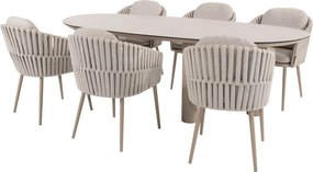 Denia Eva dining tuinset 240x105xH75 cm 7 delig keramiek latte Taste 4SO