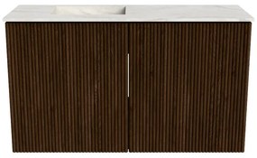 Mondiaz Joya DLux 70cm toiletmeubel walnut met wastafel faye links zonder kraangat ostra