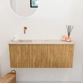 Mondiaz Joya DLux 100cm toiletmeubel oak met wastafel faye links zonder kraangat frappe
