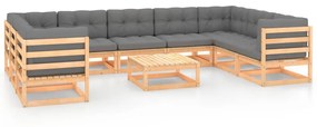 vidaXL 10-delige Loungeset met kussens massief grenenhout