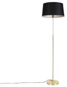 Vloerlamp goud/messing met linnen kap zwart 45 cm - Parte Design, Modern E27 cilinder / rond rond Binnenverlichting Lamp