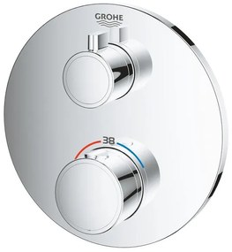 Grohe Grohtherm Inbouwthermostaat - 2 knoppen - zonder omstel - rond - chroom 24075000