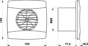 Cata UC-10 TH badkamer ventilator met timer en vochtigheidssensor 8W Ø100mm wit mat