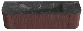 Mondiaz Kurve-dlux 160cm badmeubel ronding links/rechts ruby met 1 lade en 2 deuren en wastafel big medium midden zonder kraangat lava