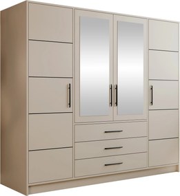 Kledingkast Dortivu 154, Kasjmier, Zwart, 200x196x58cm, 174 kg, Kledingkast deuren: Met scharnieren