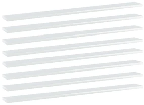 vidaXL Wandschappen 8 st 100x10x1,5 cm spaanplaat hoogglans wit
