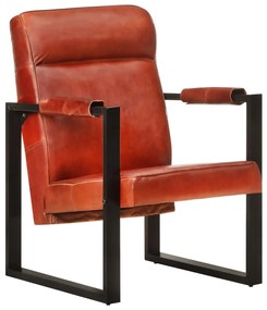 vidaXL Fauteuil 60x75x90 cm echt geitenleer donkerbruin