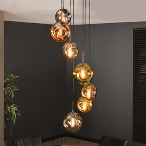 Extra Lange Hanglamp Met 7 Glasbollen