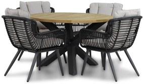 Tuinset Ronde Tuintafel 4 personen 120 cm Wicker/Aluminium/Aluminium/wicker Zwart  Coco Azzano/Rockville