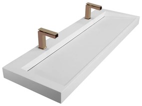 Saniclear Hoya solid surface wastafel 160x45,5cm met 2 kraangaten mat wit