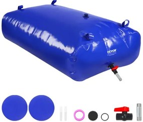 VEVOR 540L/142,7 Gallon Wateropslagzak, RV Watertank, 1000D Blauw PVC, Opvouwbare Wateropslagcontainers, Grote Capaciteit Zachtwaterzak, Draagbare Watercontainer, Brandpreventie, Kamperen