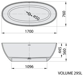 Polysan Noya vrijstaand bad solid surface wit mat 170x76cm
