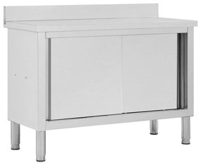 vidaXL Werktafel met schuifdeuren 120x50x(95-97) cm roestvrij staal