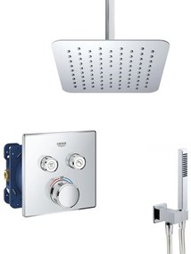Grohe Grohtherm SmartControl inbouw regendouche vierkant plafondarm 30cm kop