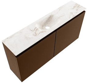 Mondiaz Ture DLux toiletmeubel 100cm rust met wastafel frappe midden met kraangat