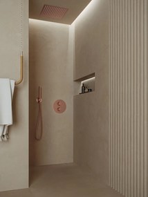 Saniclear Cube inbouw regendouche rond met inbouw douchekop 30x30cm en staafhanddouche geborsteld koper