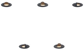 Buitenlamp Set van 5 Moderne grondspots zwart incl. LED IP67 - Linsey Modern Buitenverlichting