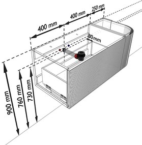 Mondiaz Kurve 105cm badmeubel ronding rechts shadow met 1 lade en deur en wastafel big small links zonder kraangat urban
