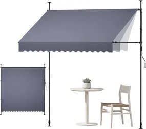 VEVOR Klemzonnescherm 250 cm, in hoogte verstelbaar zonnescherm met handslinger, terraszonnescherm met UPF 80+ zonbescherming, zonnescherm, balkonzonnescherm, ideaal voor terras, balkon en tuin, donkergrijs