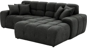 Goossens Excellent Bank Kubus - 30 X 30 Cm Stiksel zwart, stof, 1,5-zits, modern design met chaise longue rechts