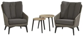 4 Seasons Outdoor | Luxor loungestoelen met gabor tafeltjes Loungeset antraciet weerbestendig
