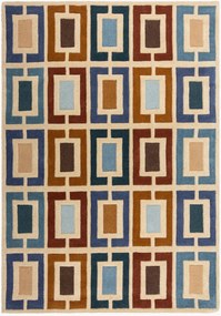 Handgetuft hoog-laag wollen vloerkleed Retro Blocks