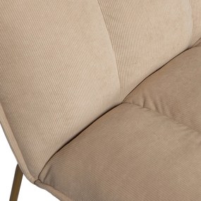 Woood Fie Fauteuil Zand Ribstof Met Goud