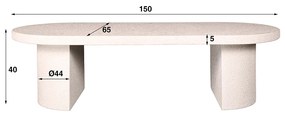 Ovale Salontafel Wit Marmer - 150 X 65cm.