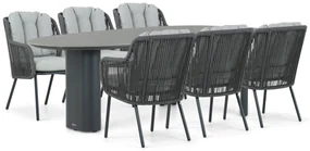 Tuinset 6 personen 240 cm Aluminium/rope Grijs Santika Furniture Santika