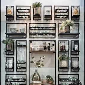 DTP Home Winemate Black Type A Wand Wijnrek Van Zwart Teakhout - 65x25x35cm.