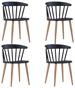 vidaXL Eetkamerstoelen 4 st kunststof staal zwart