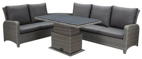 Florida hoek dining loungeset 5-delig verstelbare tafel bruin-grijs