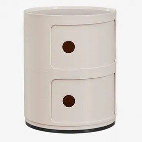 Ronde Bijzettafel Met Planken Babel Tapioca Beige & 2 Lades - Sklum